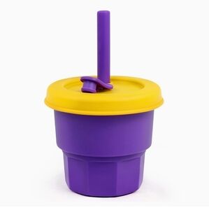 NOAH & EMMA Silicone Splash-proof Straw Cup, Straw stopper with Leakproof Lid